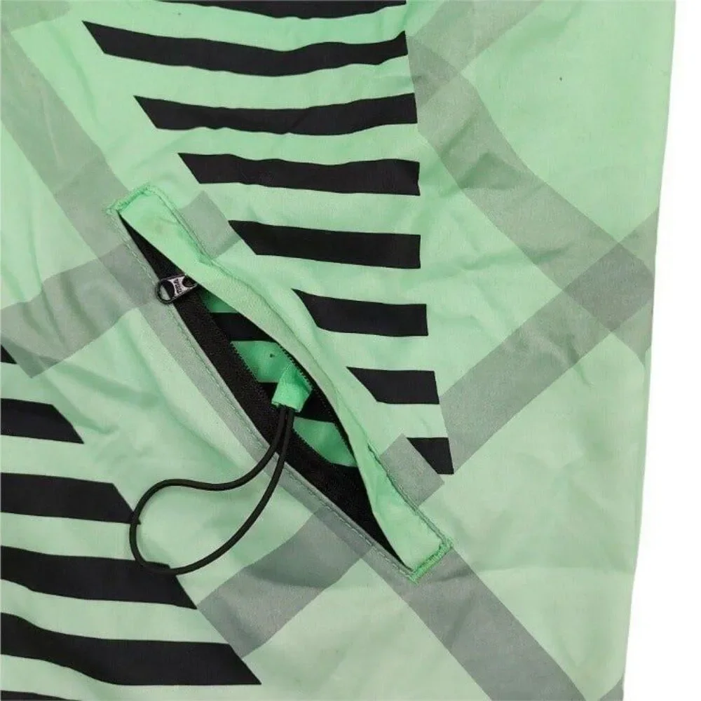 Hurley Board Shorts Mens 30 Green Striped Drawstring Swim Surf Summer Beach